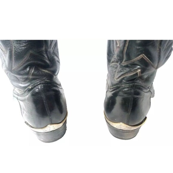 Cazador Black EEL Skin Leather Western Boots Sz 10 D Toe Tips  & Heel Guards main image 15